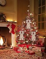 Vista 5 de Lazos para Coronas de Navidad, Lazos de Decoración Navideña Let It Snow Words, Lazos de Arpillera para Coronas, Lazos de Cinta de Navidad, Lazos