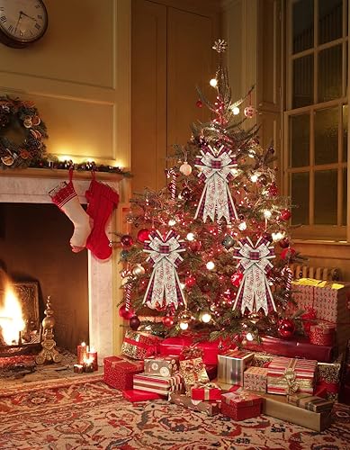 Miniatura 5 de Arcos de corona de Navidad, lazo de decoración de Navidad, lazo Let It Snow Words Arcos de arpillera para coronas, lazos de cinta de Navidad, lazos