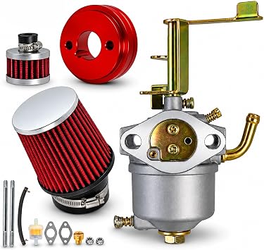 JMCHstore Performance Carburetor Carb Air Filter Adapter Kit for FRP GMB100 Coleman CT100U CC100X 98cc, Predator 79cc 3HP Engine, Massimo MB100 79cc Mini Bike, SK100 CK100 Go Kart, Red