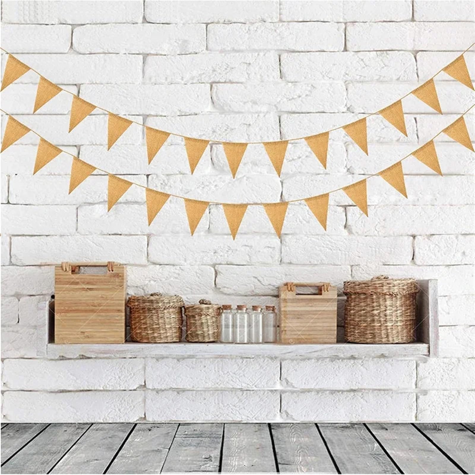 Dreieckige Bunting-Flaggen, Leinen, Jute, Wimpel, 2er-Pack, Party, Geburtstag, Hochzeit, Dekoration(2pcs)