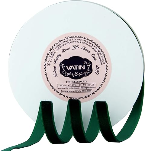VATIN Cintas de terciopelo vintage tejidas de nailon de 1 pulgada de ancho por carrete de 10 yardas, color verde, uso perfecto para gargantilla,