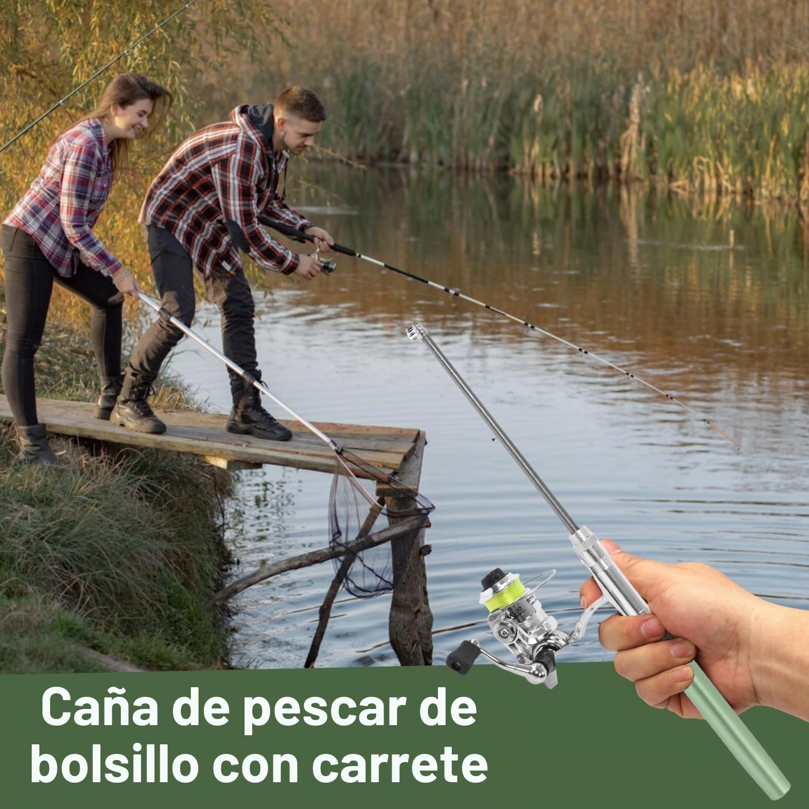 Caña de Pescar portátil con Forma de bolígrafo, para Pescar.