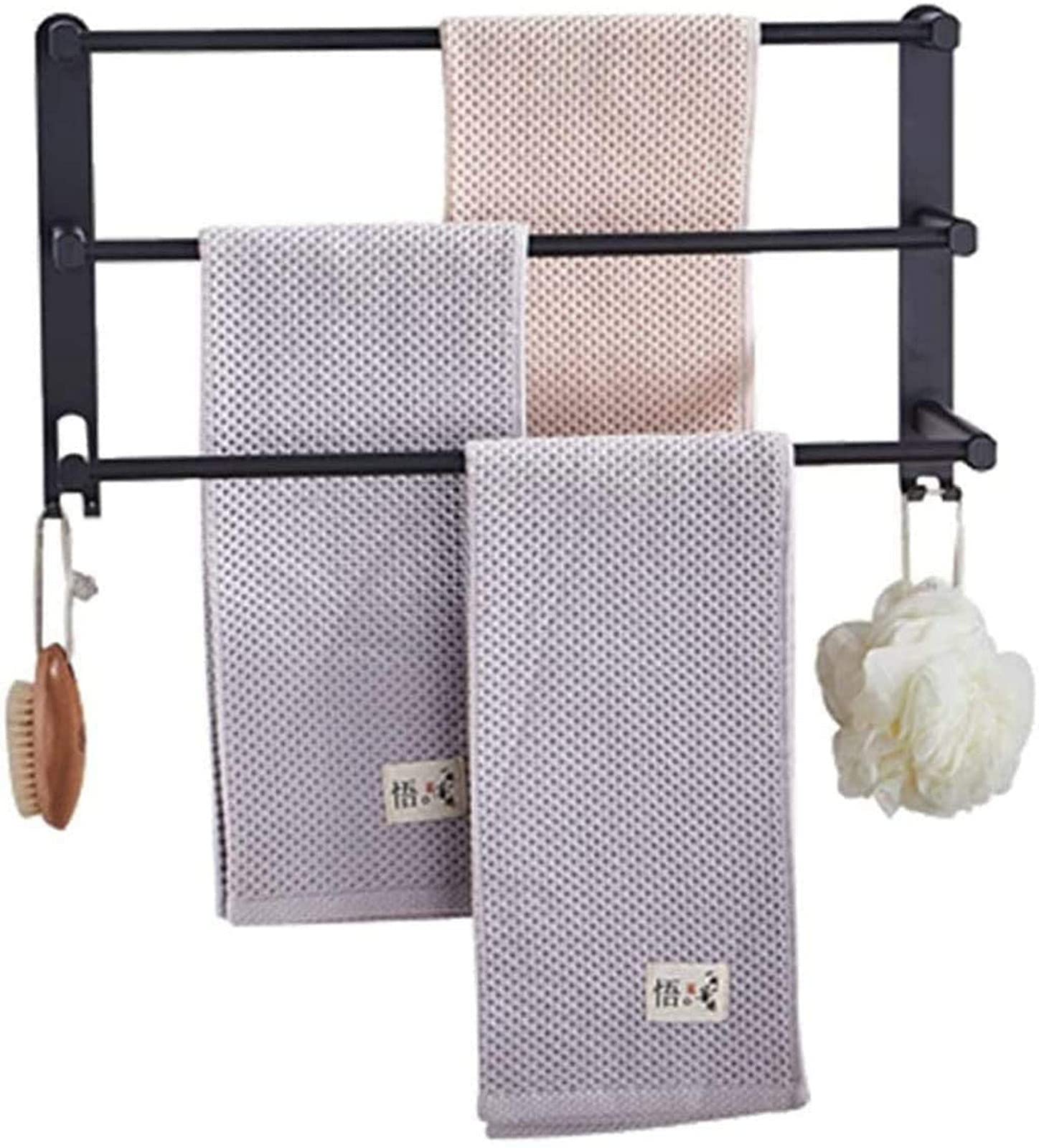 antique towel rack, Rack with 3 Bars and Hooks Extended Aluminum Towel for Bathroom Bath(50 Cm)