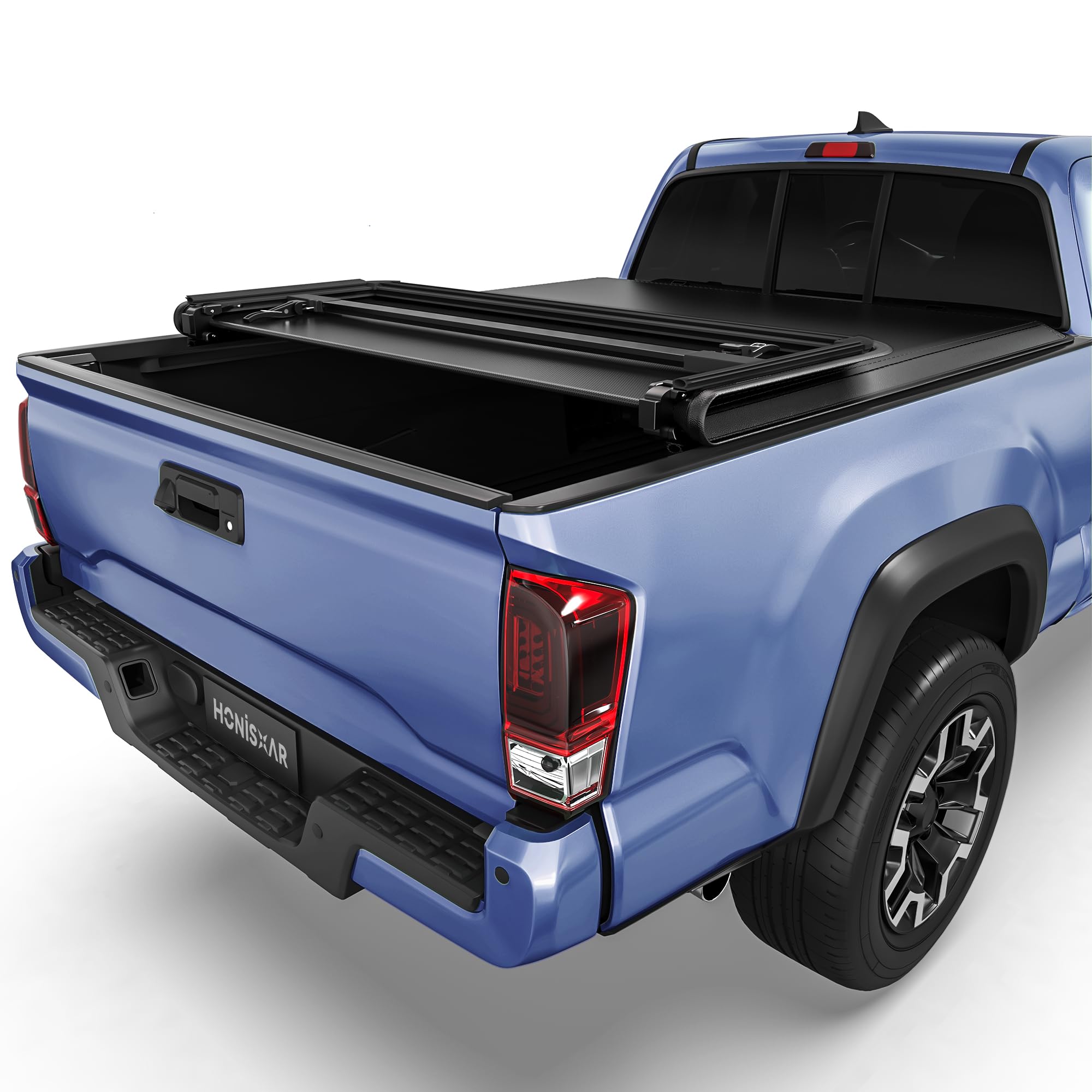 Soft Tri-fold Tonneau Cover Fit for Toyota Tacoma 2016-2023 with Track Rail System(Excl. Trail), Fleetside 6 Ft Bed