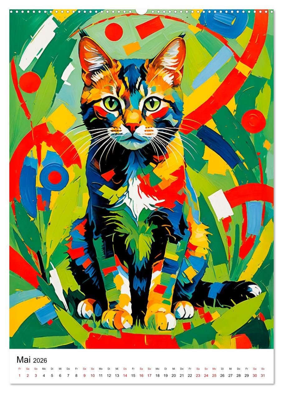 Pop-Art Katzen - Moderne, verrückte Katzenporträts (hochwertiger Premium Wandkalender 2026 DIN A2 hoch), Kunstdruck in Hochglanz: Ein Jahr voller ... einzigartiger Katzenkunst! (CALVENDO Tiere)