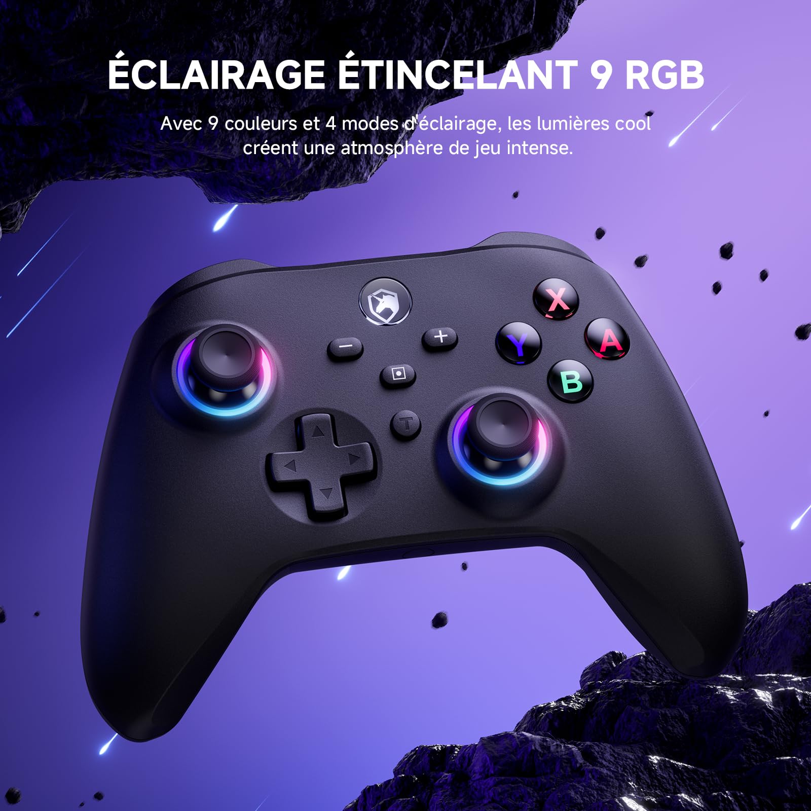 ECHTPower Manette Switch Galaxy, 2025 Nouvelle Manette Switch 2 Sans Fil avec RGB/Hall Trigger/Macro/Shift/Turbo/Vibration, Manette Pro Controller Bluetooth Compatible avec PC/Switch/OLED/Adroid/iOS