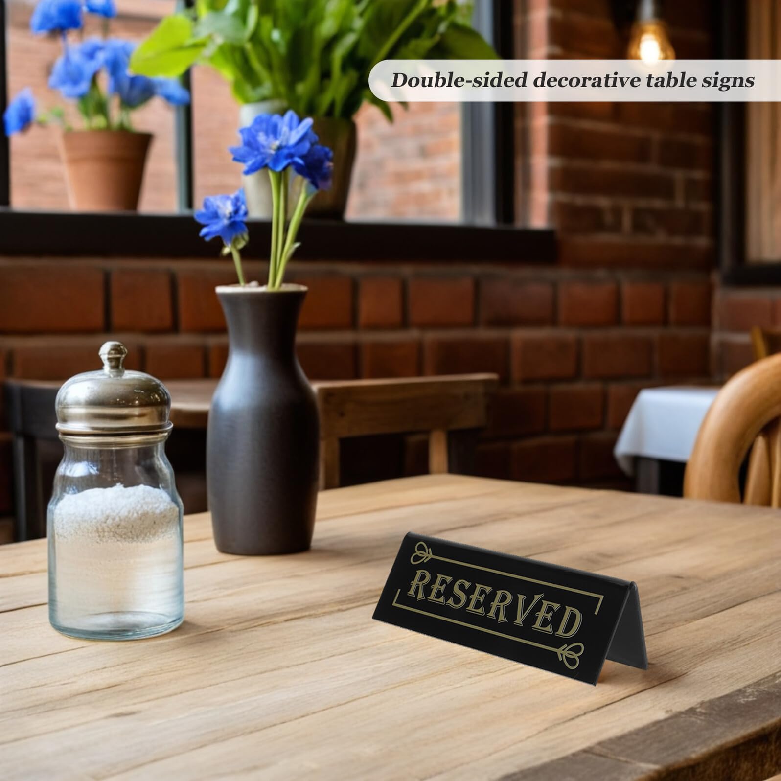 Hohopeti 10 Letreros Acrílicos Reservados para Mesa Negros, Doble Cara, Tamaño Compacto, para Restaurante, Boda, Fiesta y Eventos, Señal de Reserva de Invitados, Organizadores de