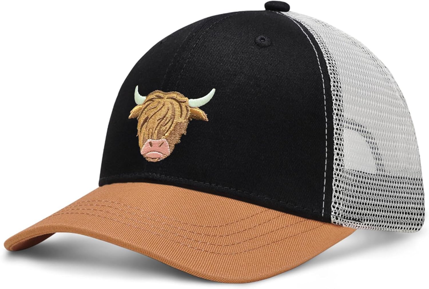 Highland Cow Hat-Cow Print Hat,Highland Cow Gifts for Women/Men,Cute Hats-Funny Trucker Hat