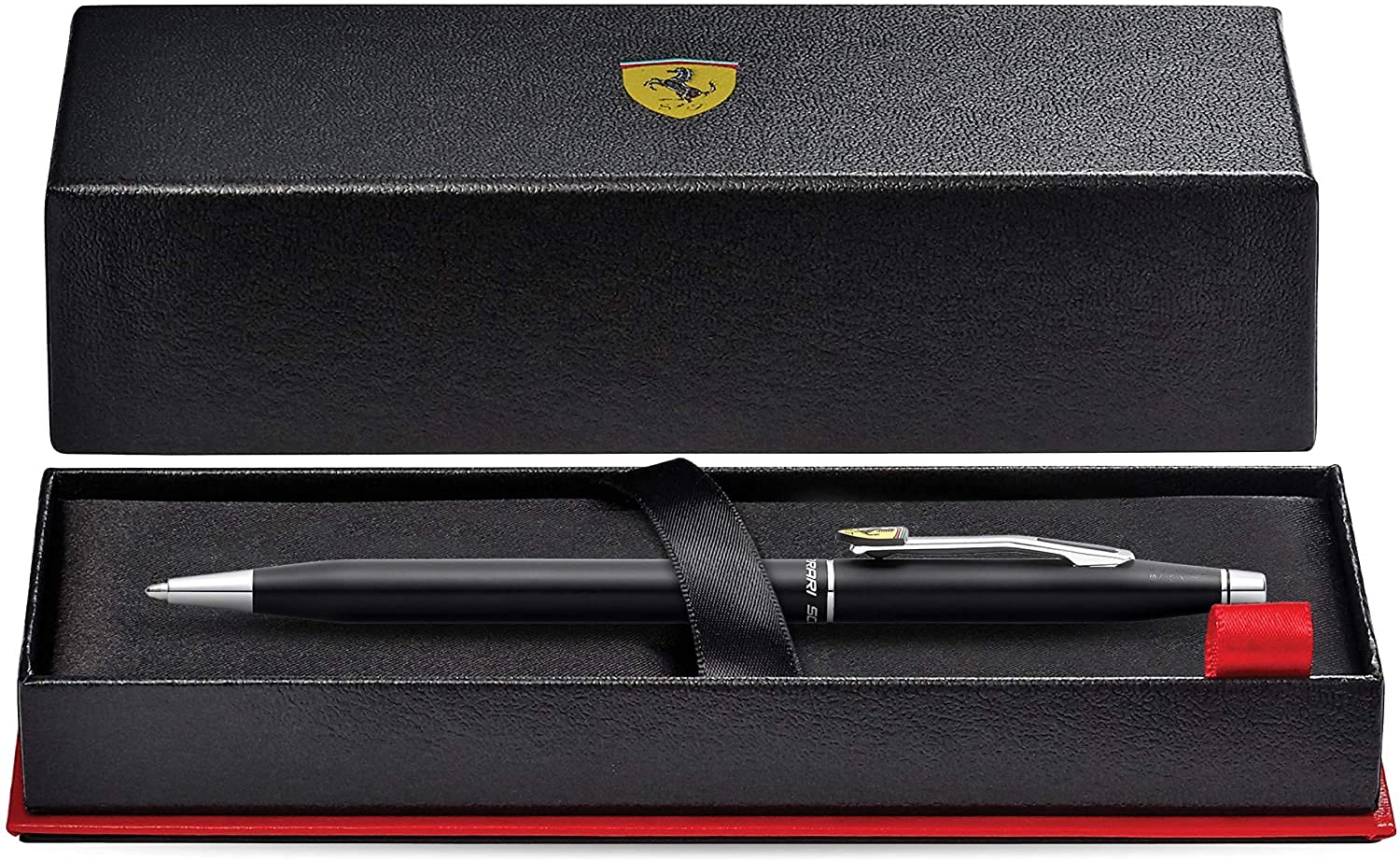 A.T. Cross Century Classic Limited Collection for Scuderia ferrari Scuderia Matte Black Lacquer Polished Chrome appointments and perforated clip modeled after the nose & cockpit of their racecar