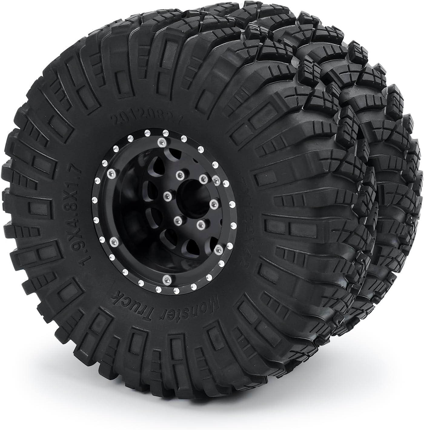 RCHUBAM 1.9" Twin Beadlock Wheels 2PCS / 4PCS RC Dually wheels Tractor-Trailer Design Compatible with 1/10 Scale SCX10 TRX-4 TRX6 G63 6-Wheel RC Hauler Crawler Truck Car Upgrade Parts (2PCS)