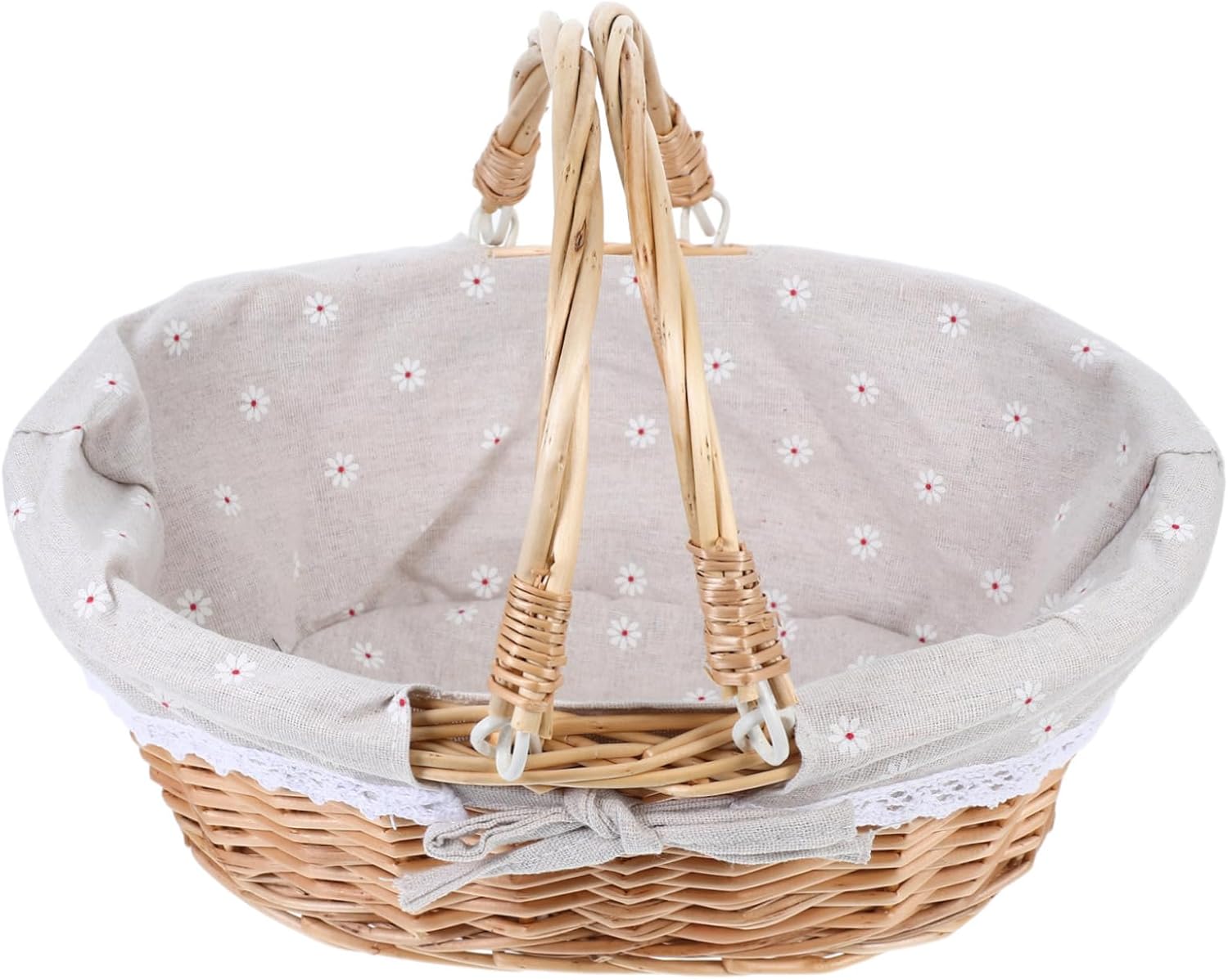 Woven Wicker Picnic Basket with Handle Willow Storage for Fruits Flowers and Outdoor Gatherings Rustic Home for Weddings and Family Outings