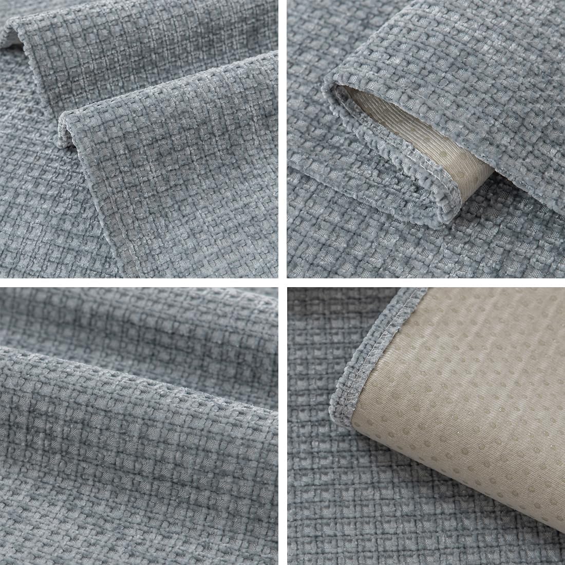 vctops Farmhouse Plaid Chenille Couch Sofa Cover Super Soft Plush Sectional Couch Covers Anti-Slip Solid Sofa Slipcover for Dogs, Children, Pets Furniture Protector (Light Grey,28"x28")