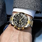 OLEVS Watches for Men Chronograph Luxury Dress Stainless Steel Waterproof Mens Watches Moon Phase Luminous Business Calendar Wrist Watch Blue/Black/Green/Gold/Face