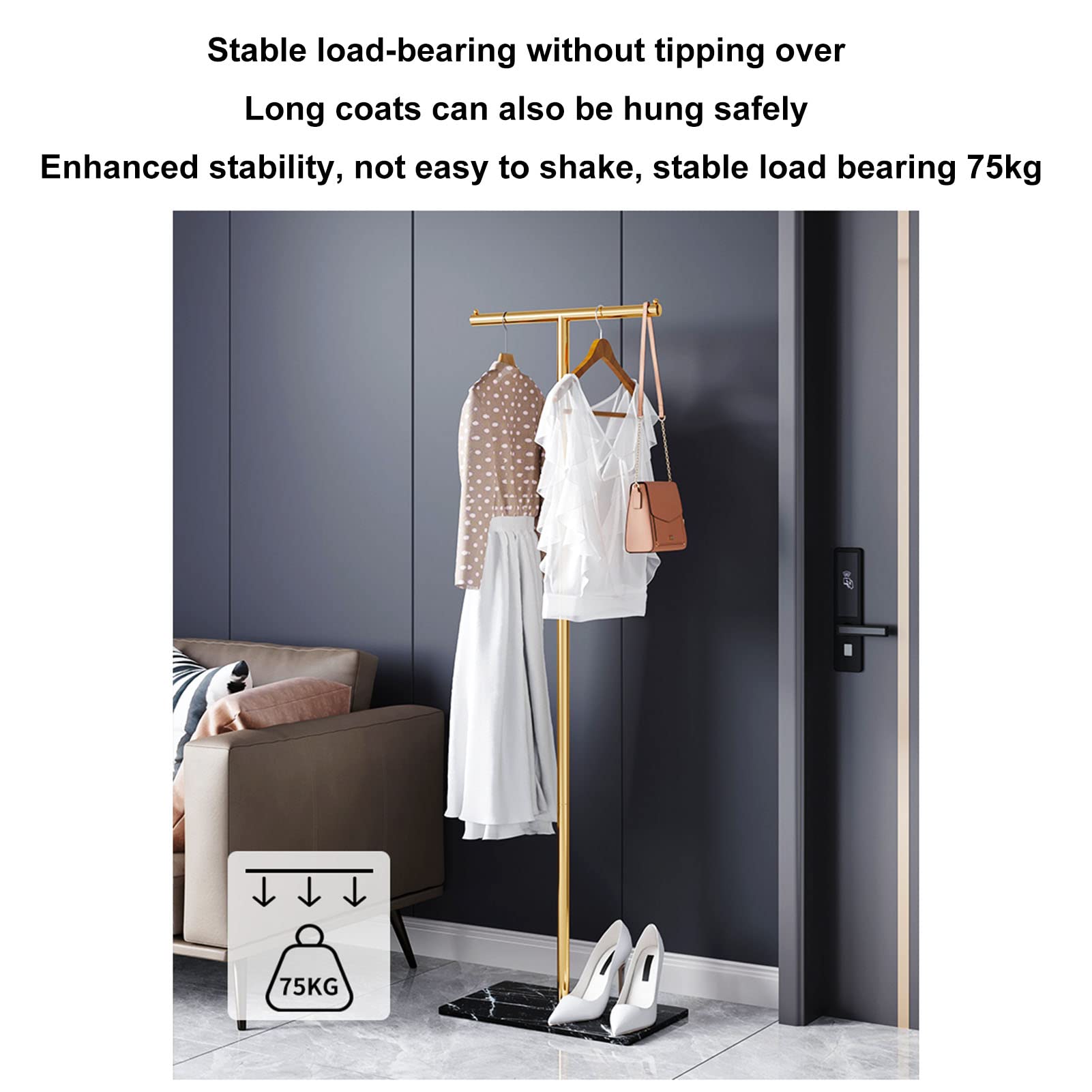 Perchero de Metal de pie, Moderno y Sencillo Perchero en Forma de T para el hogar, Dormitorio, Organizador de Ropa, tendedero, Expositor de Ropa para Venta al por Menor,White a