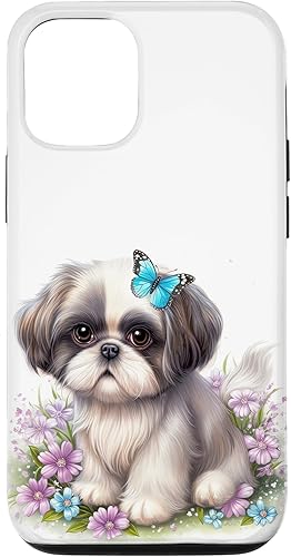 Funda para iPhone 1212 Pro Cute Shih Tzu Puppy acuarela Shih Tzu y flores Funda para iPhone 1212 Pro Cute Shih Tzu Puppy acuarela Shih Tzu y flores