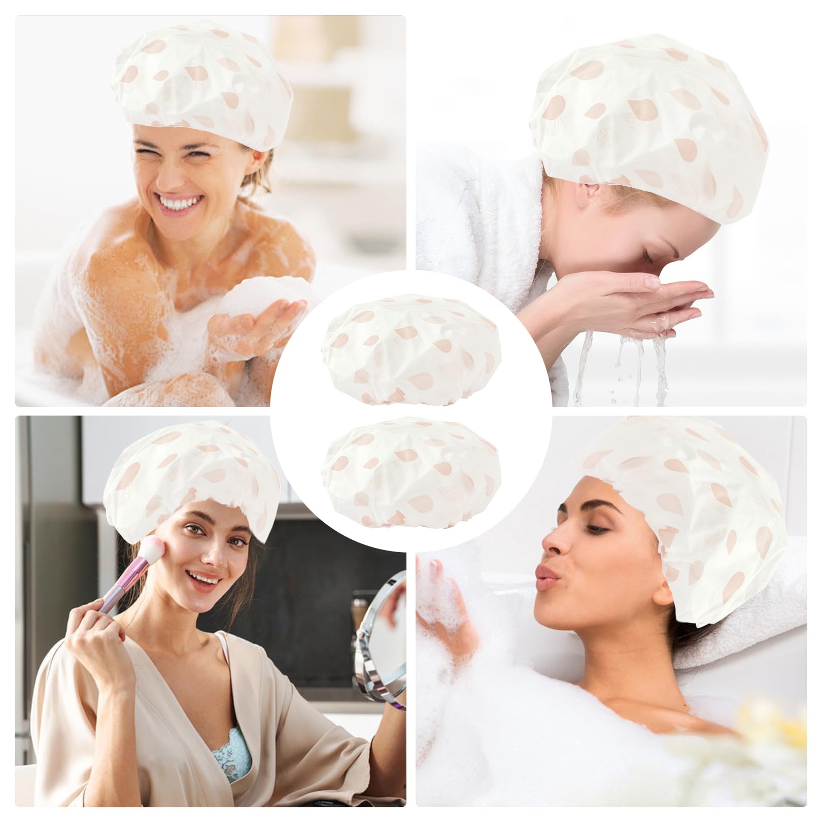 2-Stück Duschhaube, Duschhaube für Damen, Wasserdichte und Wiederverwendbare Duschhauben, Shower Cap 28 cm Breite mit Elastischem Band, Elastische Duschkappe für Damen, Spa, Salon, Wohnungen und Hotel