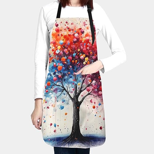 Miniatura 3 de Delantal colorido con 2 bolsillos, delantales de pintura para adultos, delantales de babero artístico, para cocinar, parrilla, hornear, barbacoa