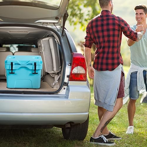 Miniatura 9 de COSTWAY Enfriador de 16 cuartos de galón, caja de hielo aislada para 24 latas con mango resistente y 2 portavasos, retención de hielo de 3 a 5 días,