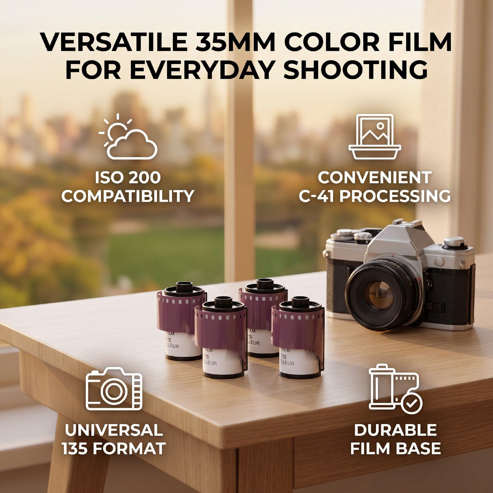 Denash 4 szt. Kolorowa Folia 35 Mm ISO200 C41 Kamera Kolorowa Rolka Filmu | Zrównoważona jakość Ekspozycji, Obsługa Uniwersalnych Formatów, łatwe Przetwarzanie C41 do Portretowej Fotografii