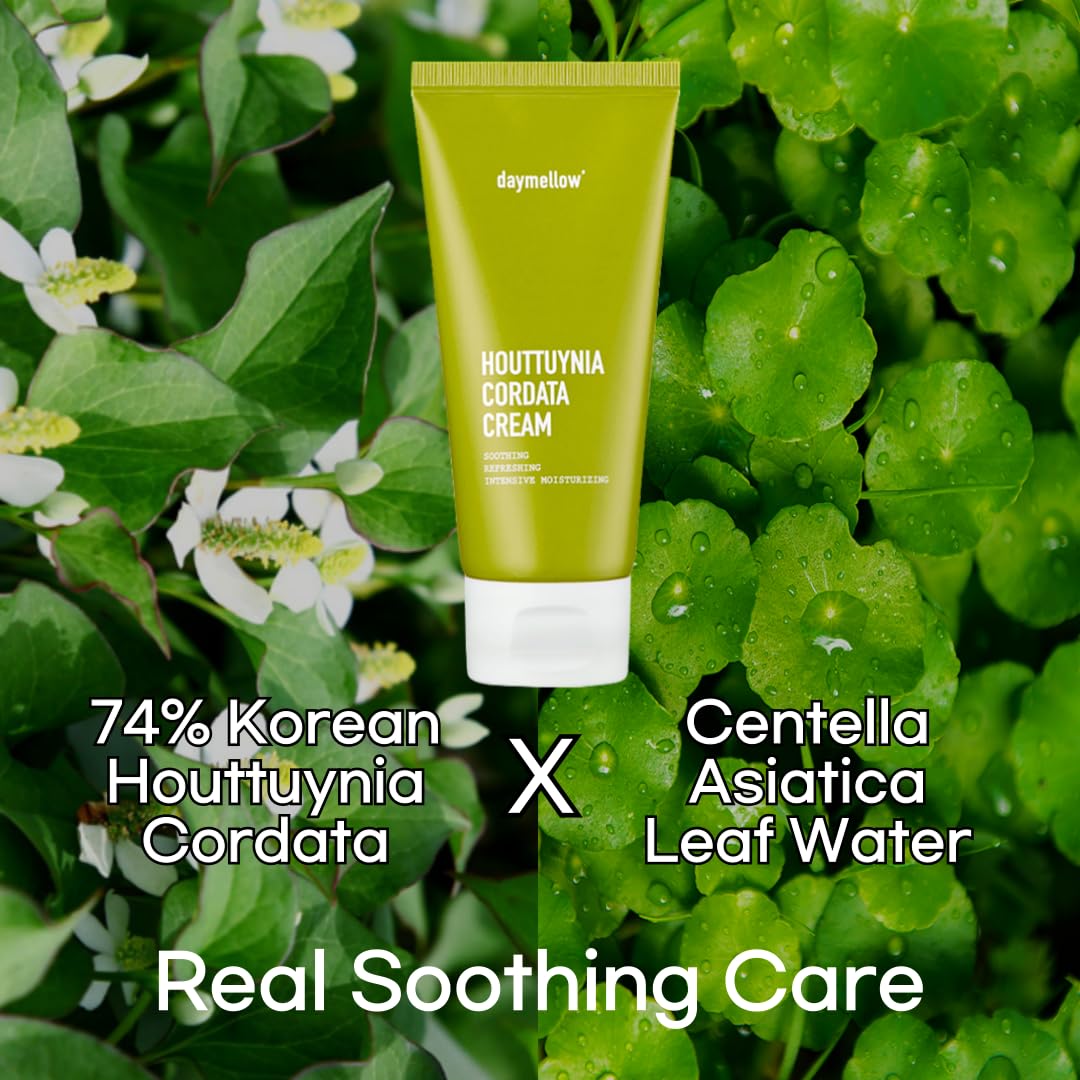 daymellow Houttuynia Cordata Real Soothing Cream 2.82fl.oz/80ml, Face Moisturizer, Heartleaf, Centella, Panthenol, Skin Barrier Repair, Acne, Soothes Redness Facial Cream Korean Skincare - Image 3