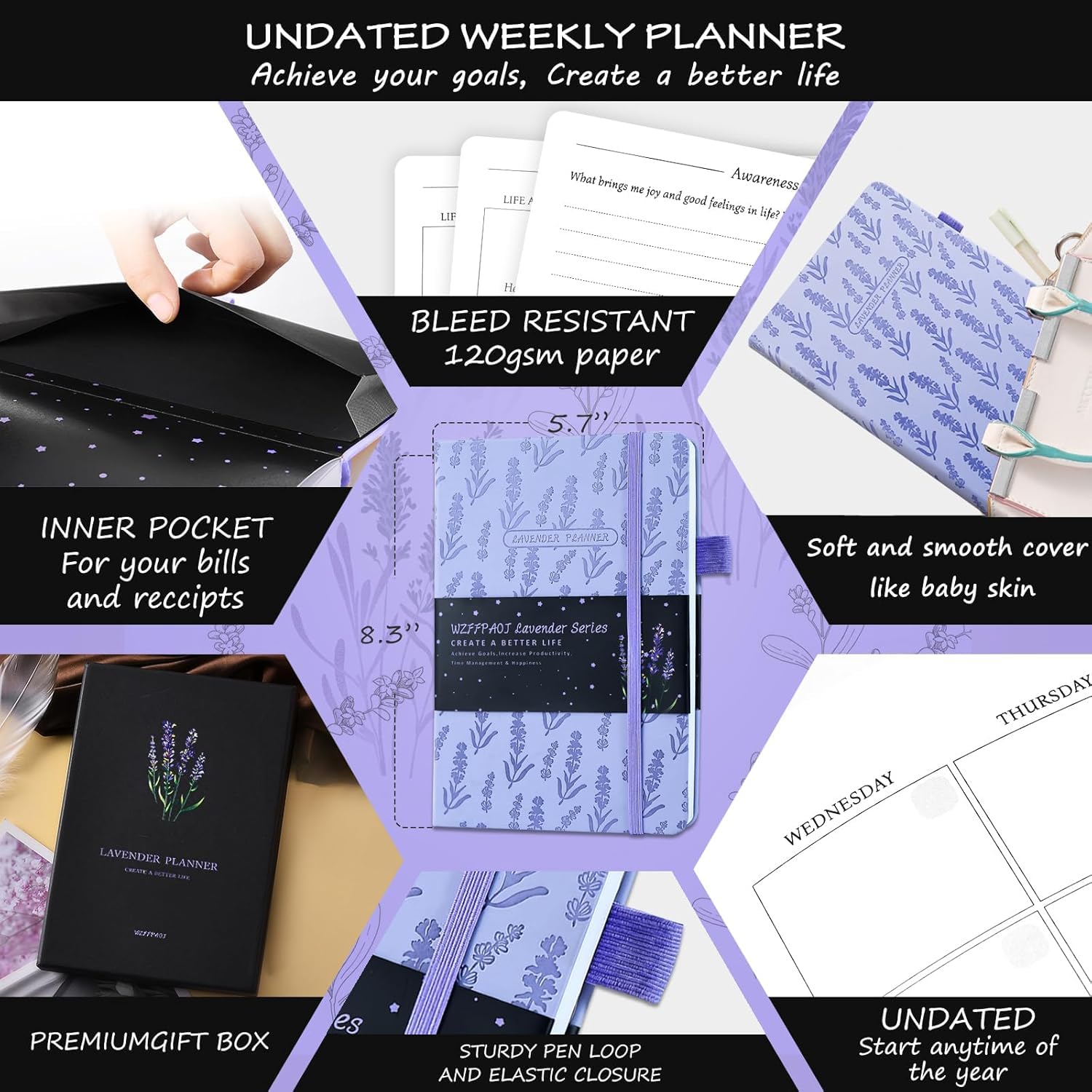 Undated Luxurious Weekly & Monthly Planner to Increase Productivity Hit Your Goals - Image 2