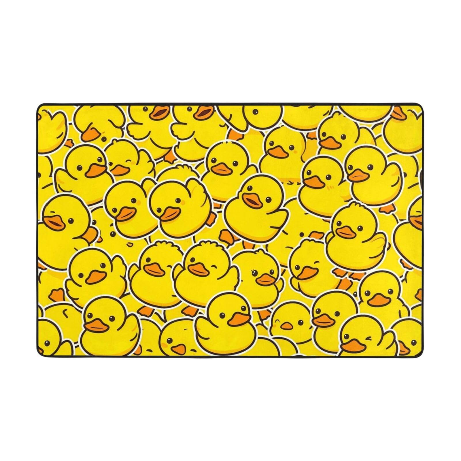 Jbofyee Cute Rubber Ducks Area Rug Non-Slip Soft Microfiber Washable Inside Floor Mats Yellow Duckies Throw Rugs Carpet for Living Room Bedroom Office Dorm Home Decor, 36x24 Mat