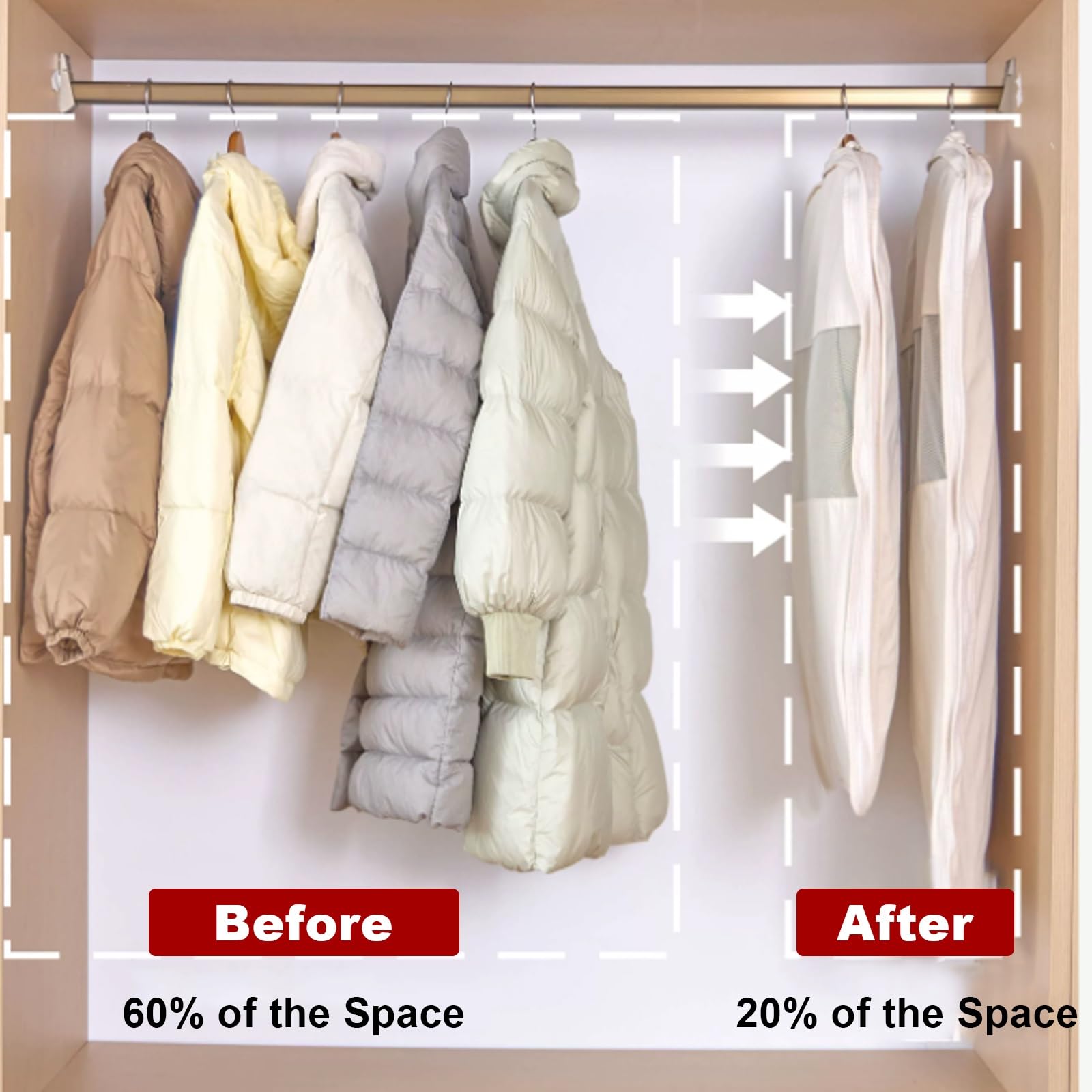 Funda Ropa Armario, Bolsas para Guardar Ropa Confeccionadas en Tejido de Algodón Ventana Transparente, Aptas Plumíferos y Abrigos(58 * 90 * 15cm/23 * 35 * 6in)
