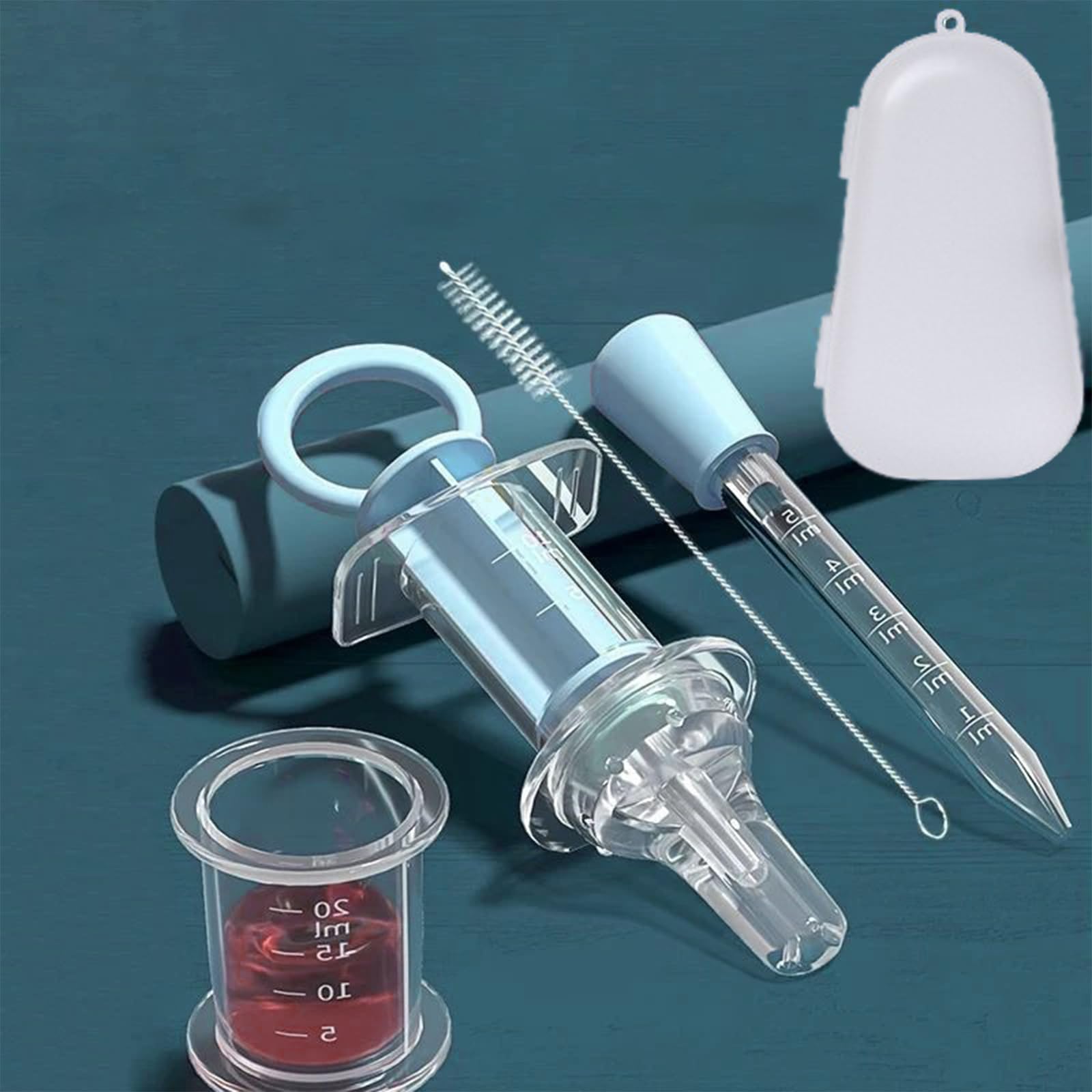 5Pcs Dropper for Baby Set, Pacifier Style, Measuring Cup, Dropper, Straw Brush, Storage Box, Anti Choking Device for Kids, Medicine Dropper for Precise Dosage - Image 2 thumbnail