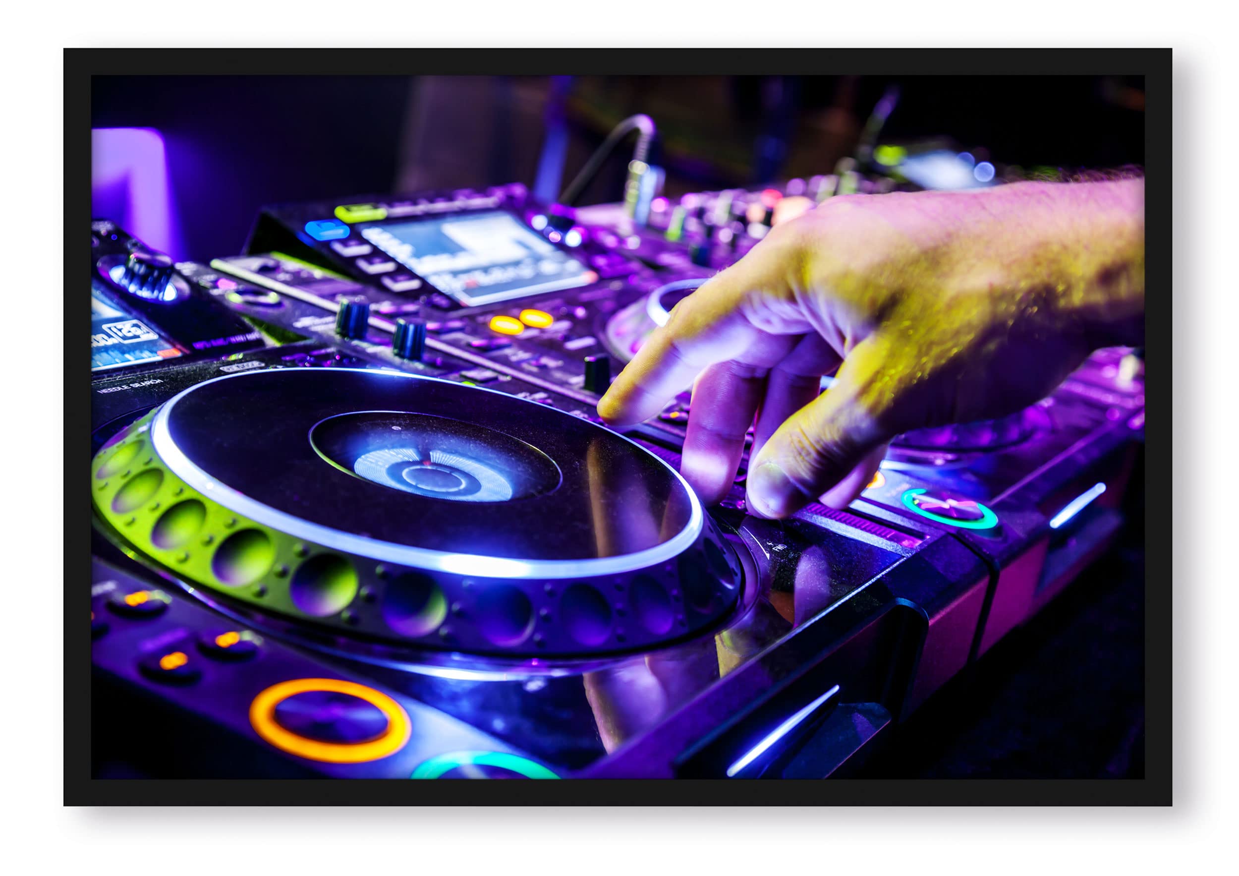 Piatto da DJ Cool Music, poster in cornice, formato 80 x 60 cm, stampa artistica incorniciata