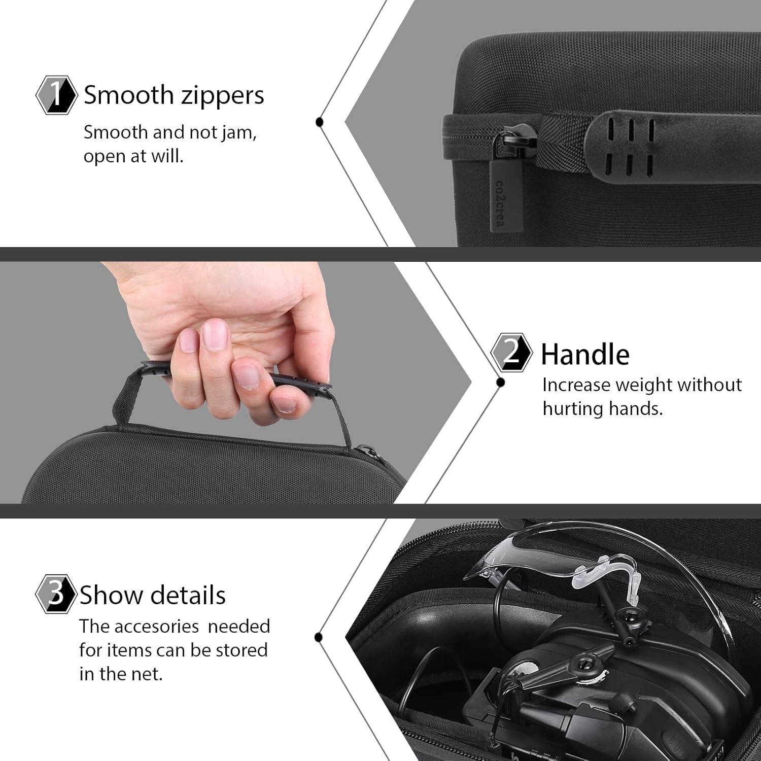 co2CREA Hard Case Replacement for Walker's Razor Slim Electronic Muffs Earmuffs replacement for Walker's Razor Walkie Talkie Handsfree