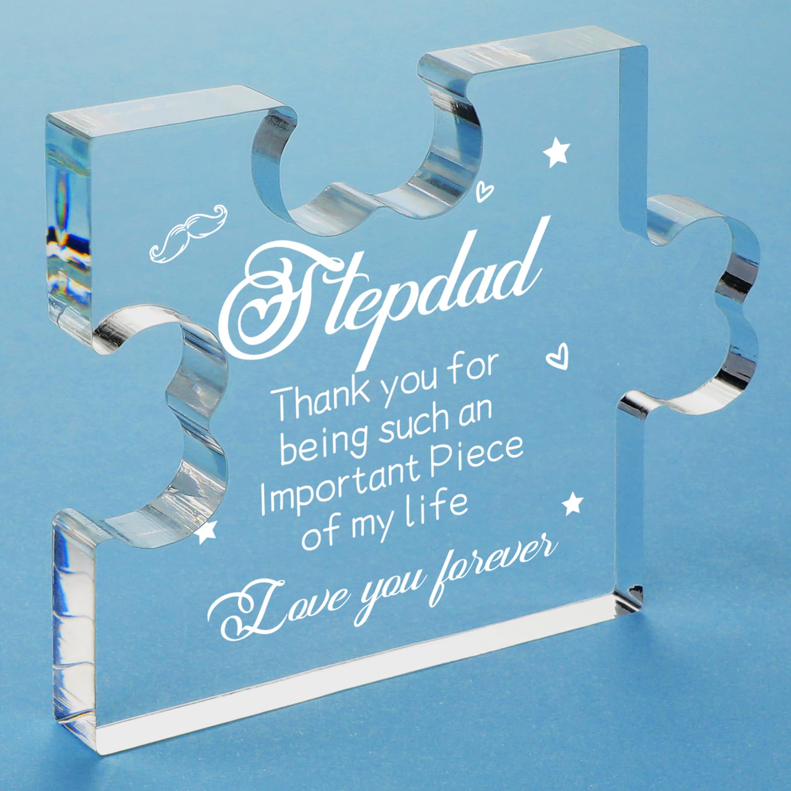 Funnli Fathers Day Birthday Gifts for Stepdad, Stepdad Fathers Day Birthday Gifts Acrylic Puzzle Plaque, Birthday Gifts for Stepdad Desk Decorations,