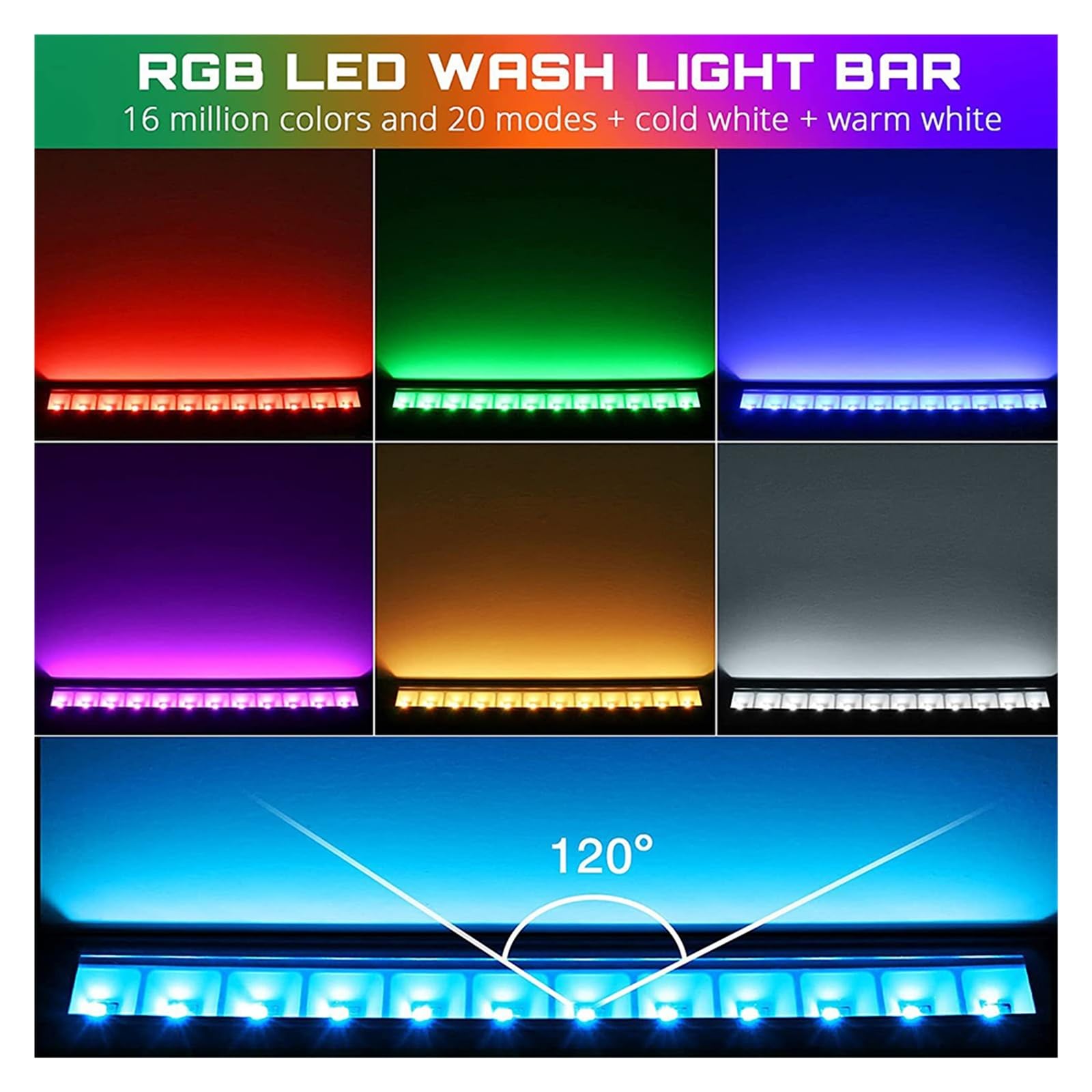 Lampa LED 45W Kontrola Aplikacji 27 Trybów Regulacja RGBCW Zewnętrzne Wodoodporne Światło Myjące Do Budynku Ogrodowego Kryty Wystrój Imprezy Z DJ-em Garaż ogrodowy