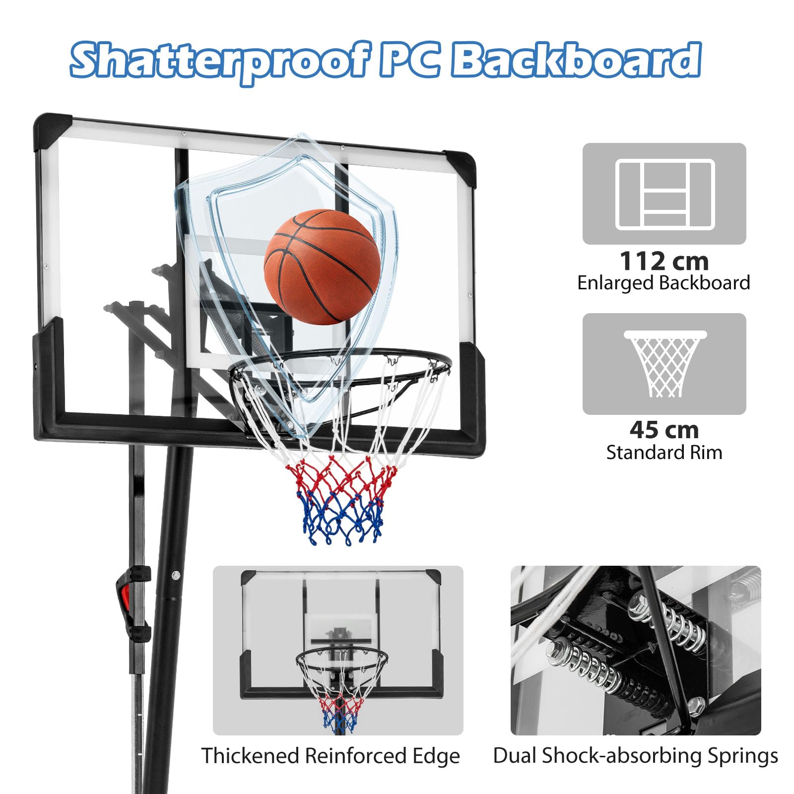 LIFEZEAL Canasta de Baloncesto Ajustable en Altura de 1,50 a 3,05 m, Soporte de Baloncesto portátil con Tablero de PC, Soporte rellenable, Sistema de Baloncesto para niños y Adultos