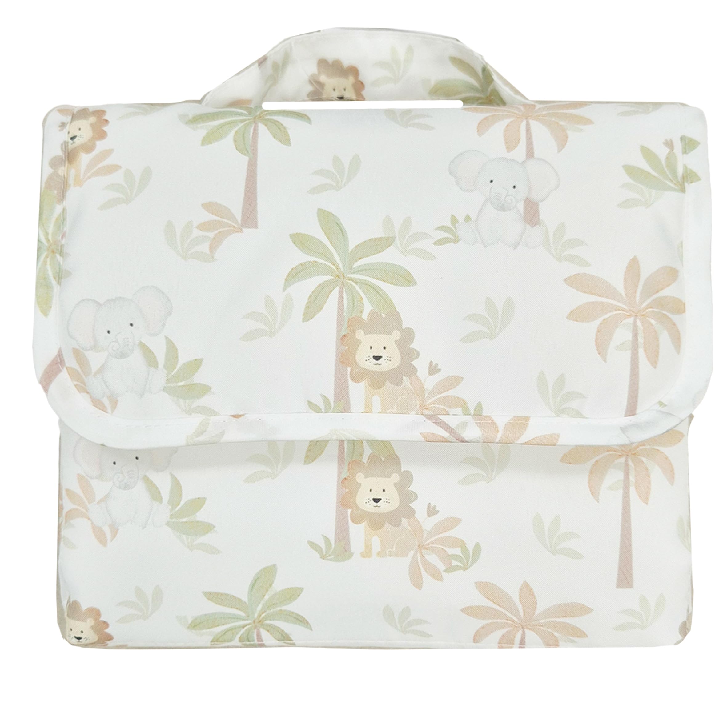 Baby Changing Mat - Portable Foldable Waterproof Travel Changing Pad (Safari Themed Changing Mat), Beige Safari Theme - Image 2