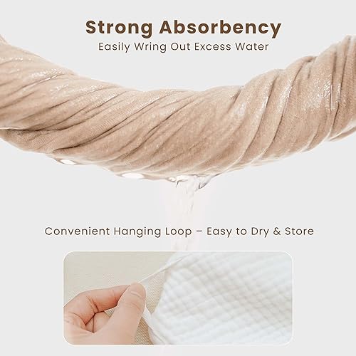 Miniatura 3 de Konssy Paquete de 2 toallas de muselina con capucha, 100% algodón, ultra suaves y absorbentes, toallas de baño para bebé con capucha para recién