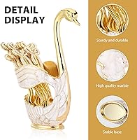 Vista 3 de Soporte de base de cisne dorado, organizador de cucharas de postre de cisne decorativo para mesa, con juego de 6 cucharas de café, elegantes