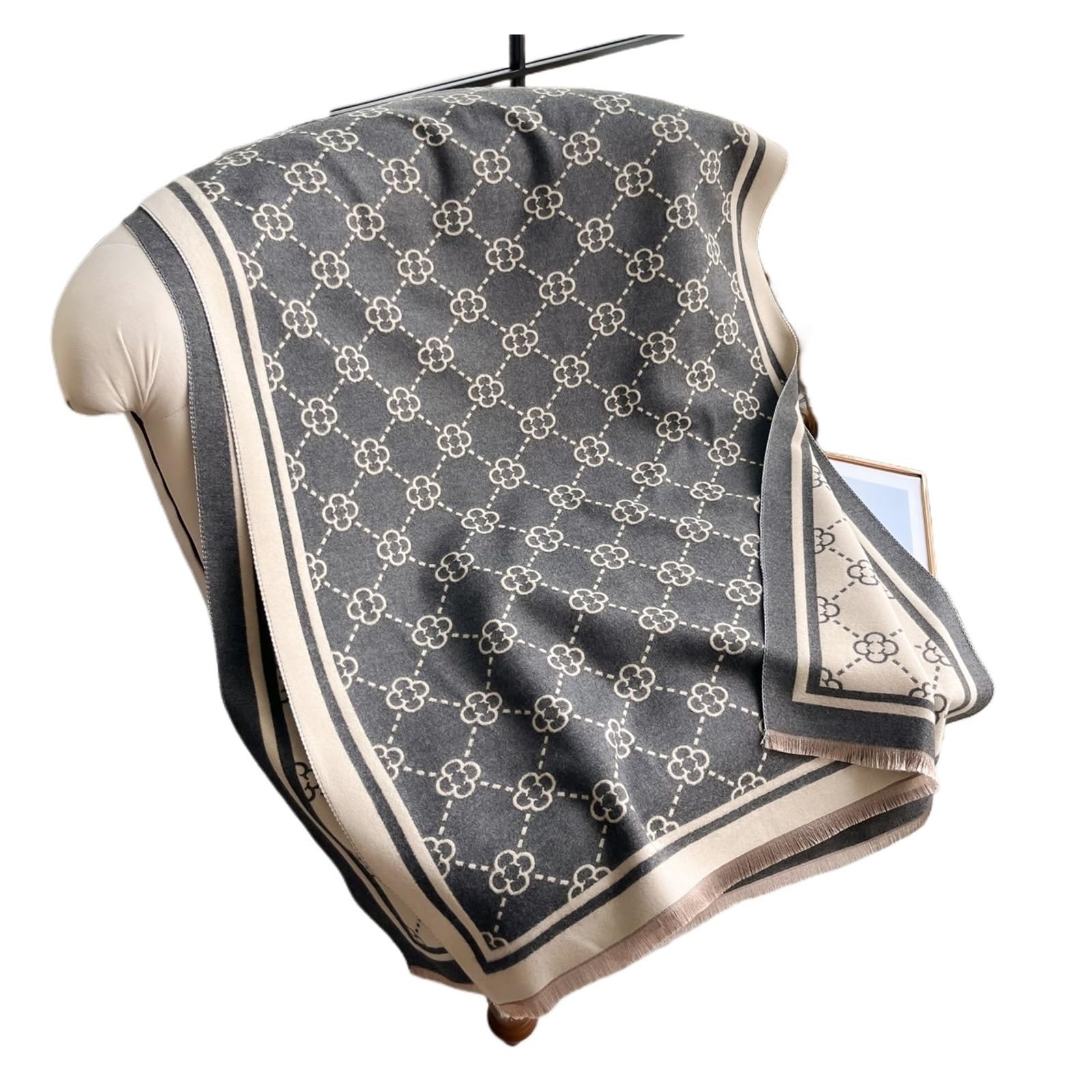 Bufanda Invierno Bufanda de cachemira a cuadros for mujer, chales pashmina invierno, mantas cálidas, pañuelos marca, bufandas gruesas Unisexo