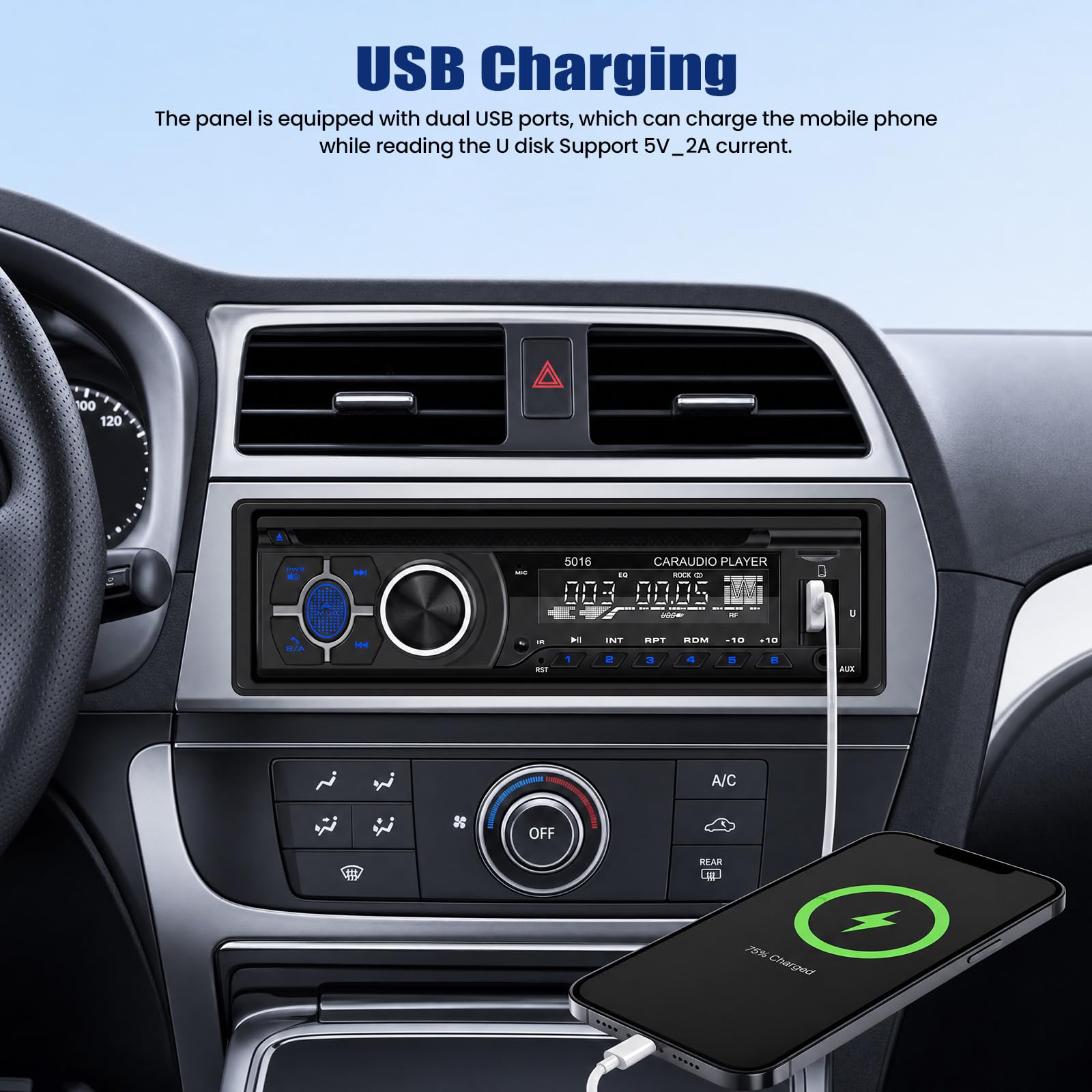 SIXTOP Autoradio 1 DIN mit DVD/CD Player, 1Din Autoradio Bluetooth Freisprecheinrichtung 1Din Radio mit FM AM Radio, MP3 Player mit APP Steuerung unterstützt AUX-Eingang/USB Wiedergabe/Aufladen