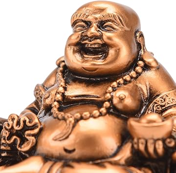 BRABUD Chinese Fengshui Resin Laughing Buddha Sitting on Dragon Chair Sculpture Wealth Lucky Statue Home Office Desk Decoration Gift Collection BS188