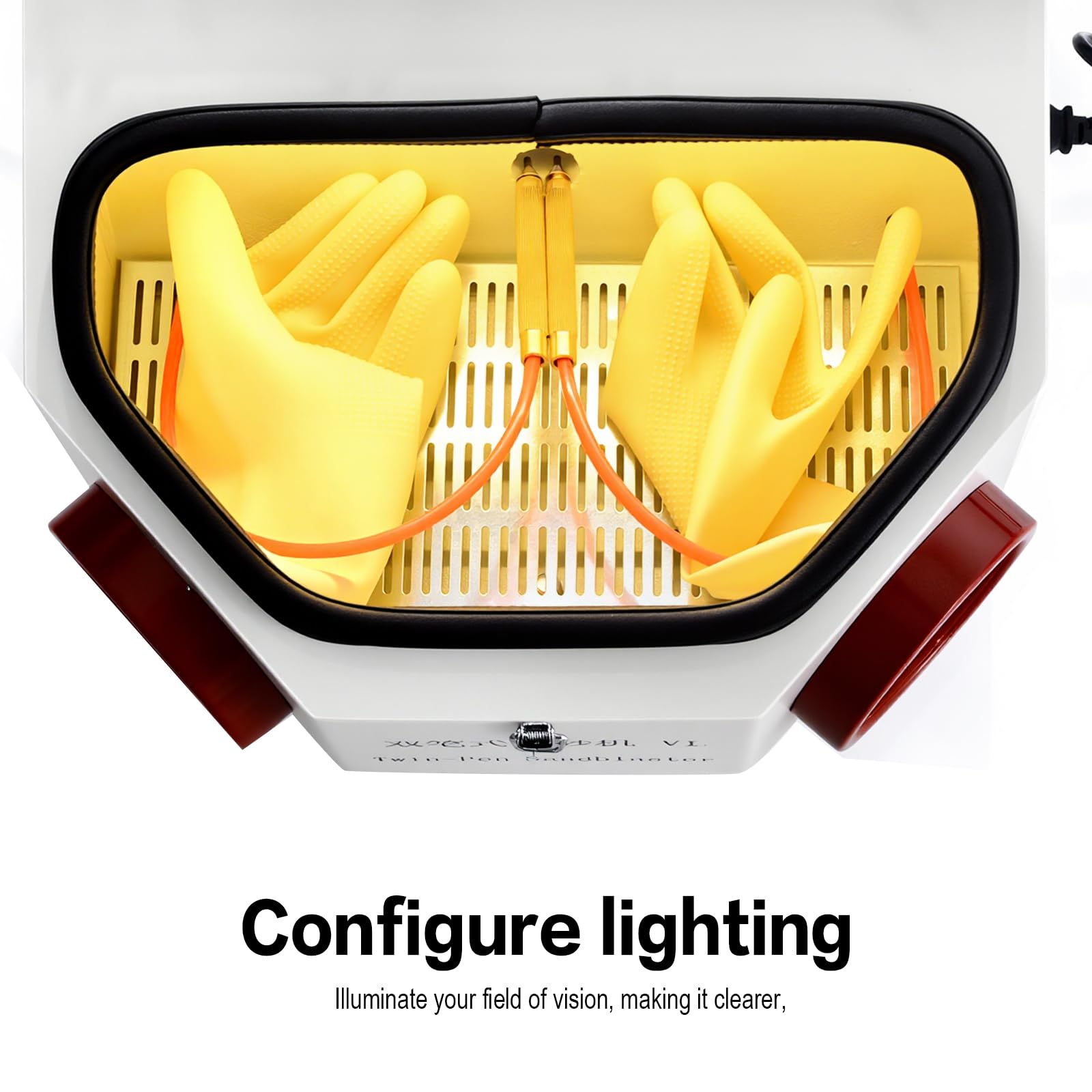 Sabbiatrice doppia doppia penna fine attrezzatura da laboratorio 10W sabbiatrice unità con lampada LED 2 tazze di metallo
