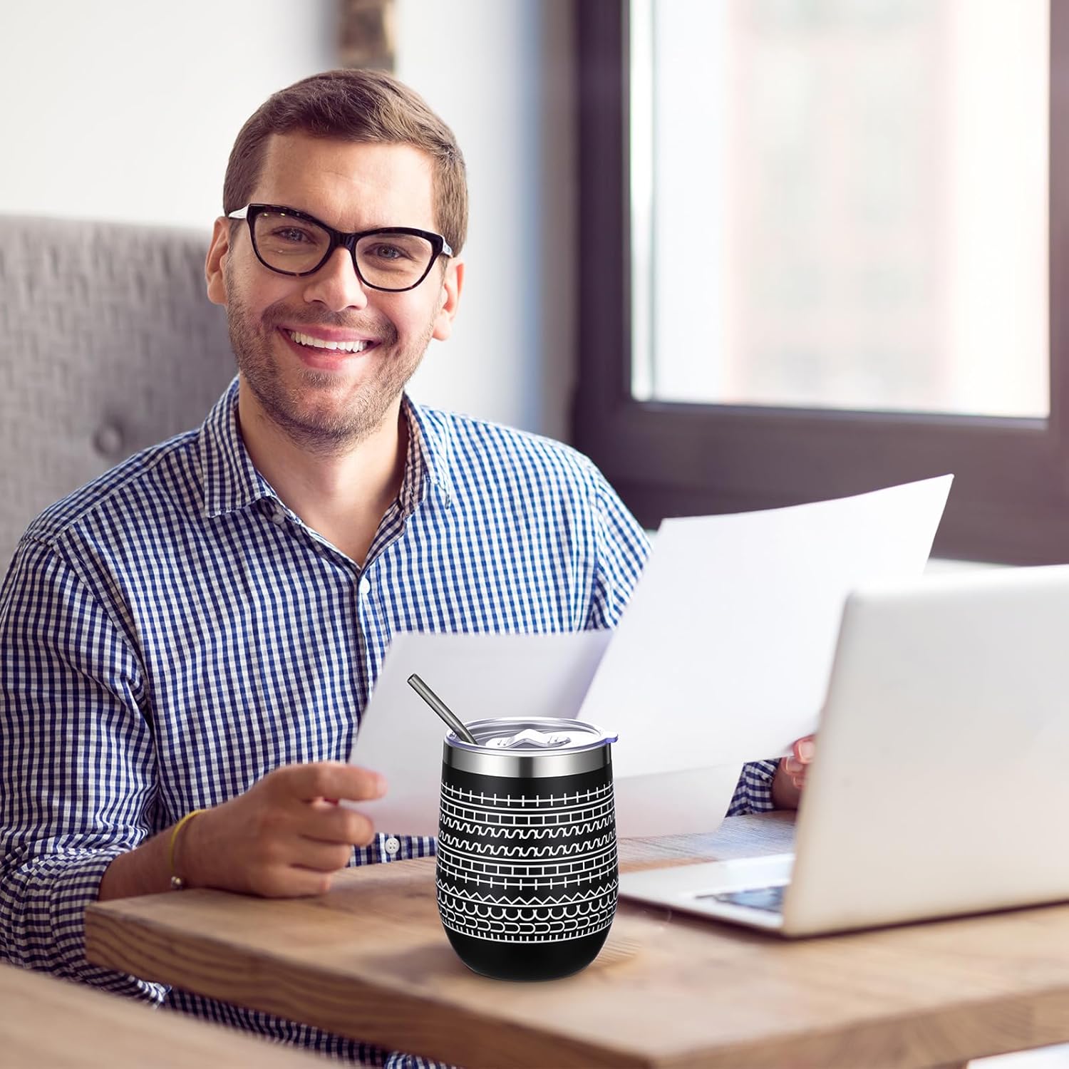 Geiserailie 12 oz Funny Message Coffee Mug Birthday White Elephant Gifts Stainless Steel Mug Insulated Tumblers Wine Cup Gag Gift for Valentines Friends Family Coworkers Christmas(Black,Classic) - Image 2