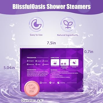 BlissfulOasis Shower Steamers 6 Packs, Shower Bath Bombs with Natural Fragrance, Self-Care & Relaxation Birthday Presents for Loved Ones, Shower Bombs with Valentine's Day Presents for for Her