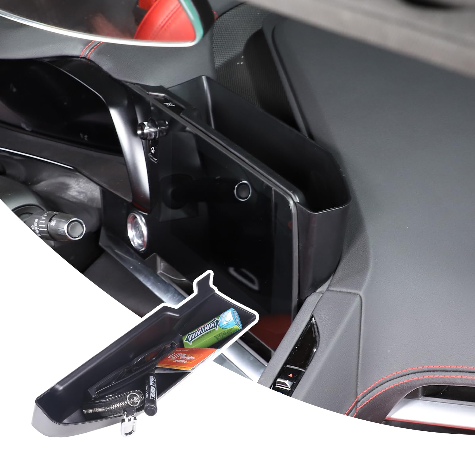 TOYCIDFG Center Console Navigation Screen Storage Box Tray Organizer Compatible with Chevrolet C8 Corvette 2020-2025, Dashboard Storage Interior