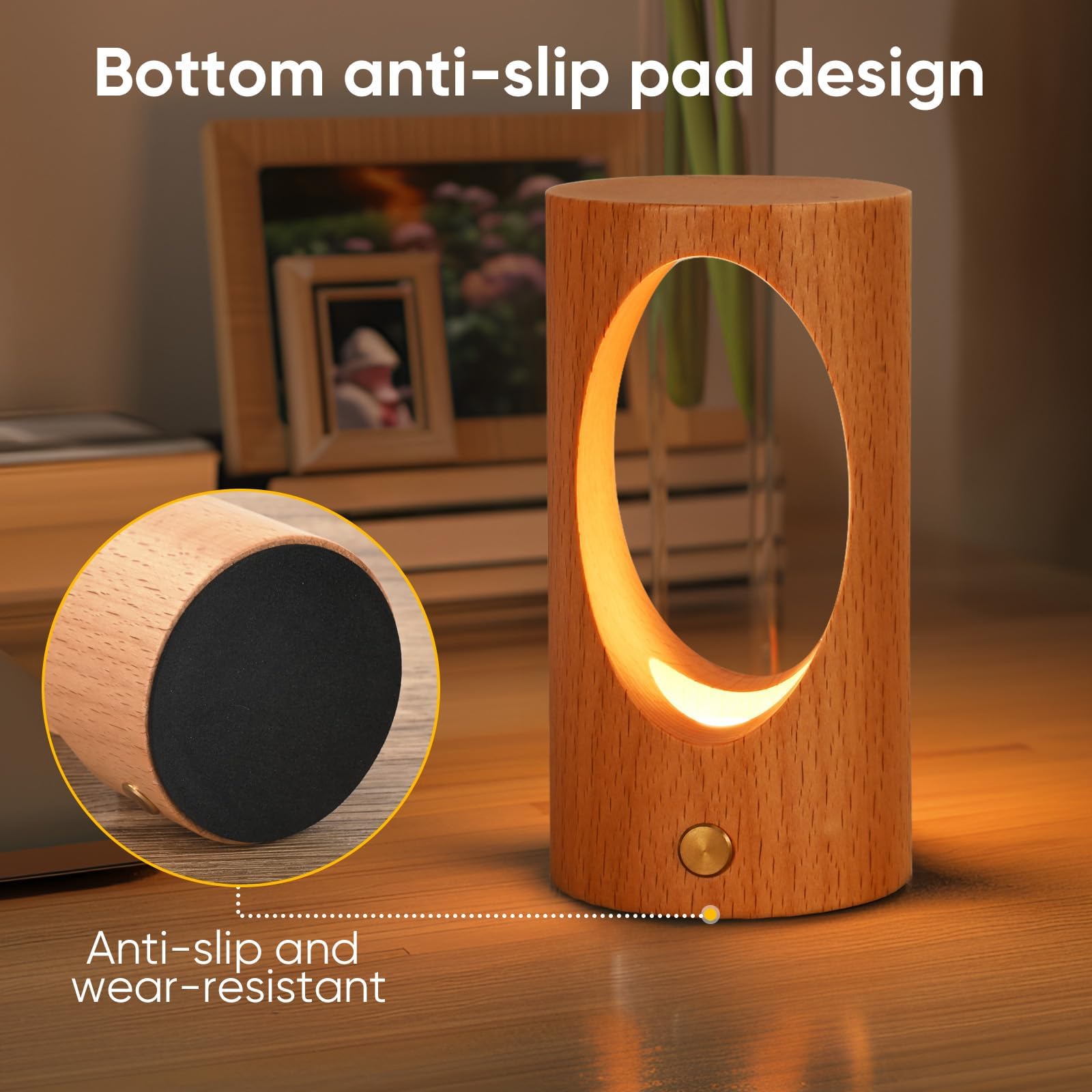 Schindora Small Bedside Lamps,Tree Hole LED Night Light Kids USB Charge Lamp,3W Stepless Dimming,Modern Cute Baby Night Light for Bed Bedroom Children Gift - Image 4