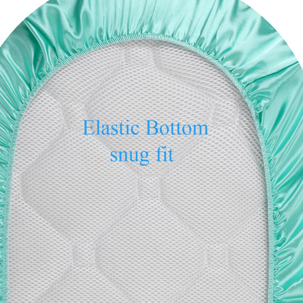 Juego de 3 sábanas de satén para moisés, ideales para cabellos de bebé, sensación de seda suave, sábanas ajustadas, para colchón ovalado rectangular de reloj de arena, unisex para niños y