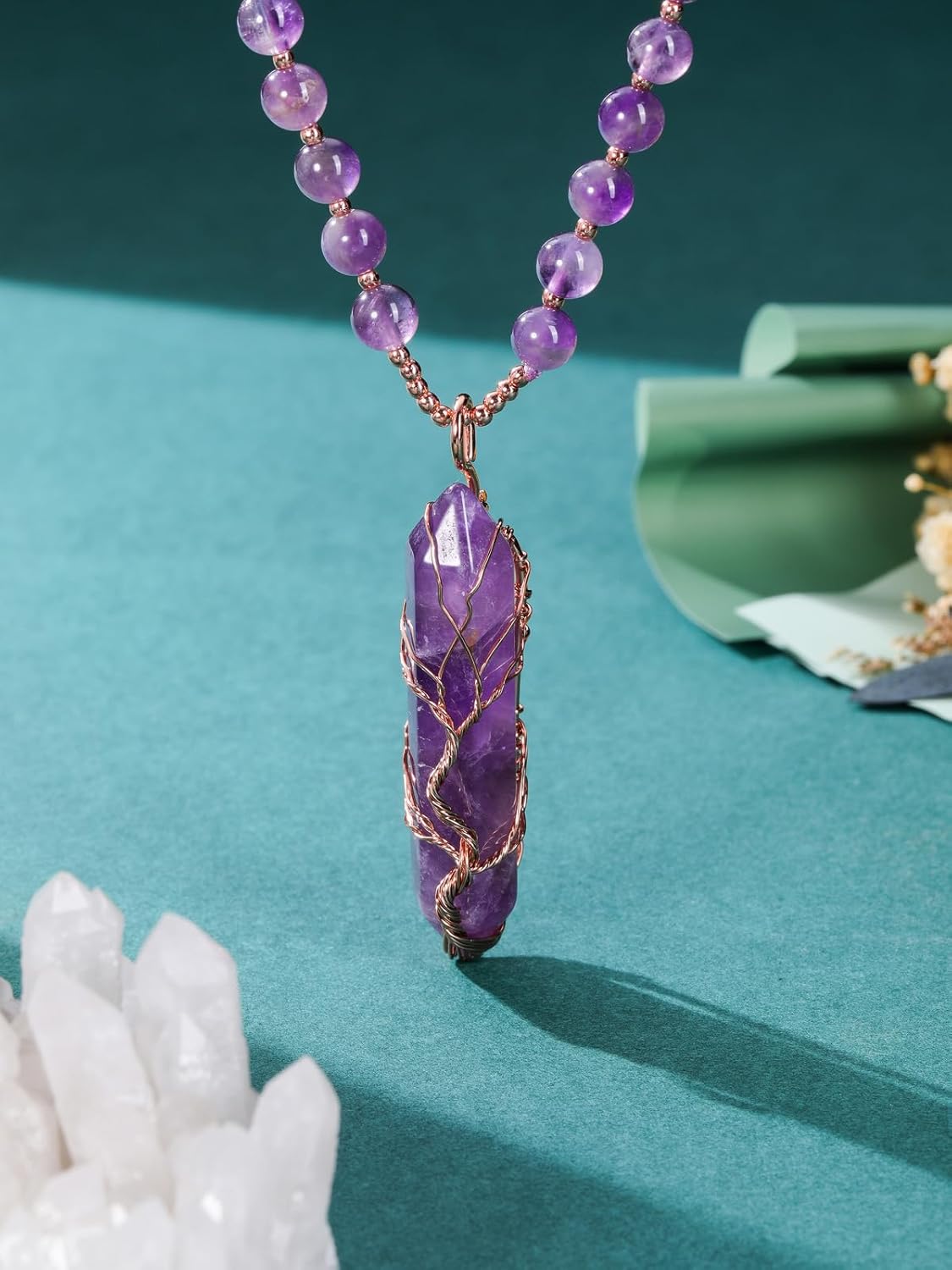 Collana Di Ametista Grezza, Ciondolo Di Ametista Grezza, Regalo Per Lei