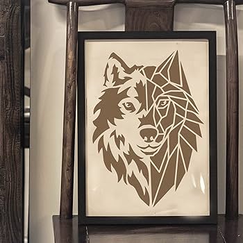 Amazon.co.jp: FINGERINSPIRE ジオメトリックウルフヘッドステンシル