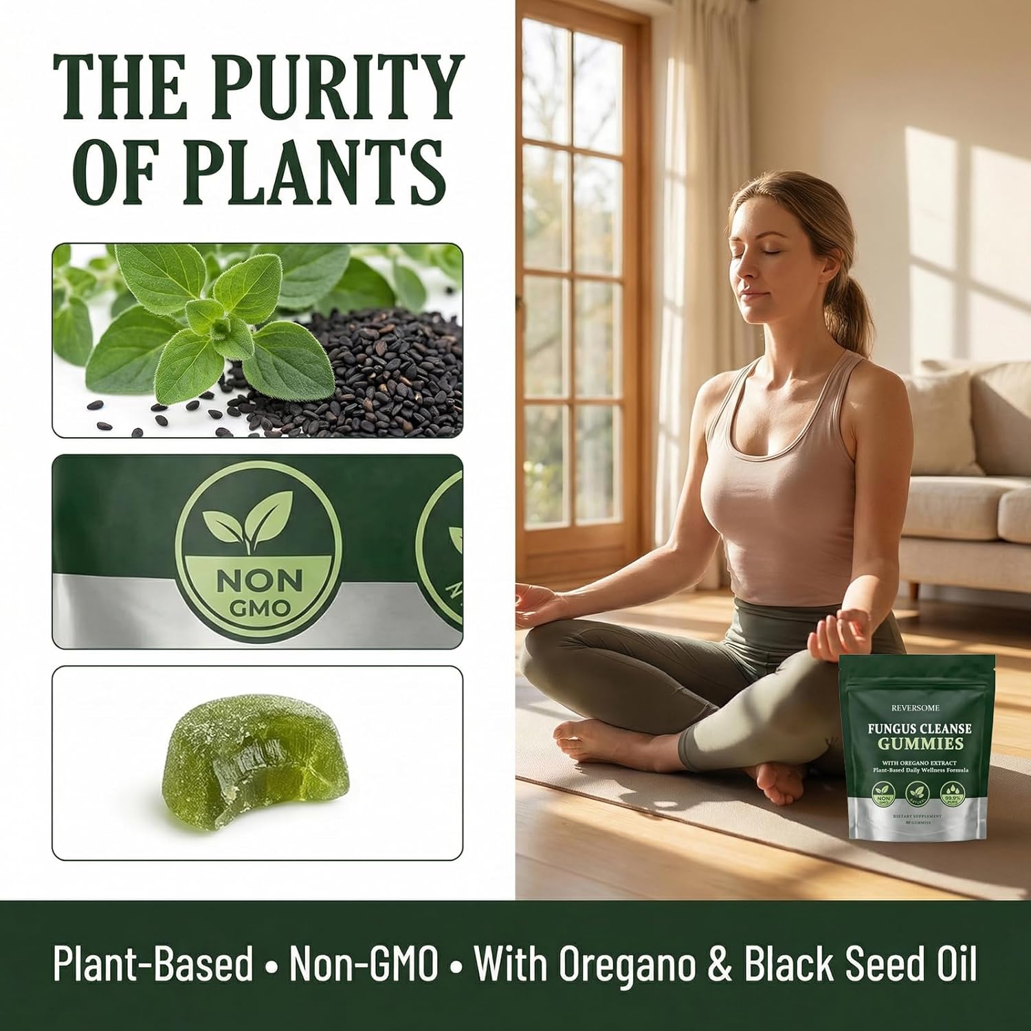 Reversome Cleanse Gummies, with Oregano Extract & Black Seed Oil, Supports Nail & Skin Appearance, Non-GMO, 60 Count