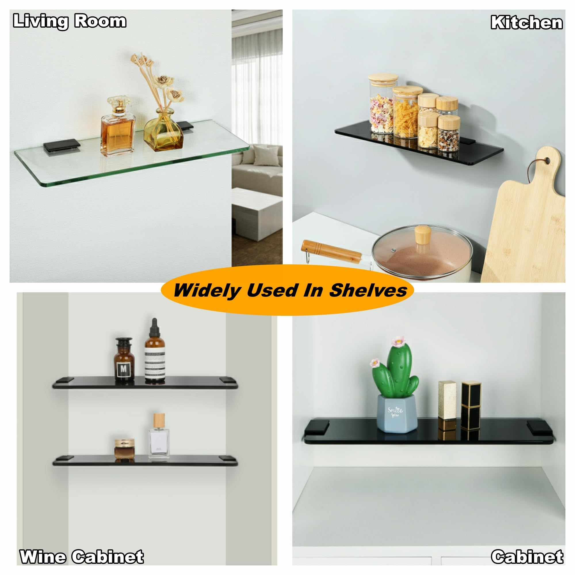 Snapklik.com : Alise Glass Shelf Bracket Adjustable Shower Brackets