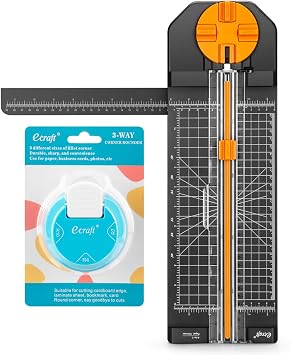 Ecraft 4-in-1 Paper Cutter - 12" Paper Trimmer Multi-Function Scrapbooking Tool & Paper Corner Rounder Punch 3 in 1 R4mm, R7mm, R10mm